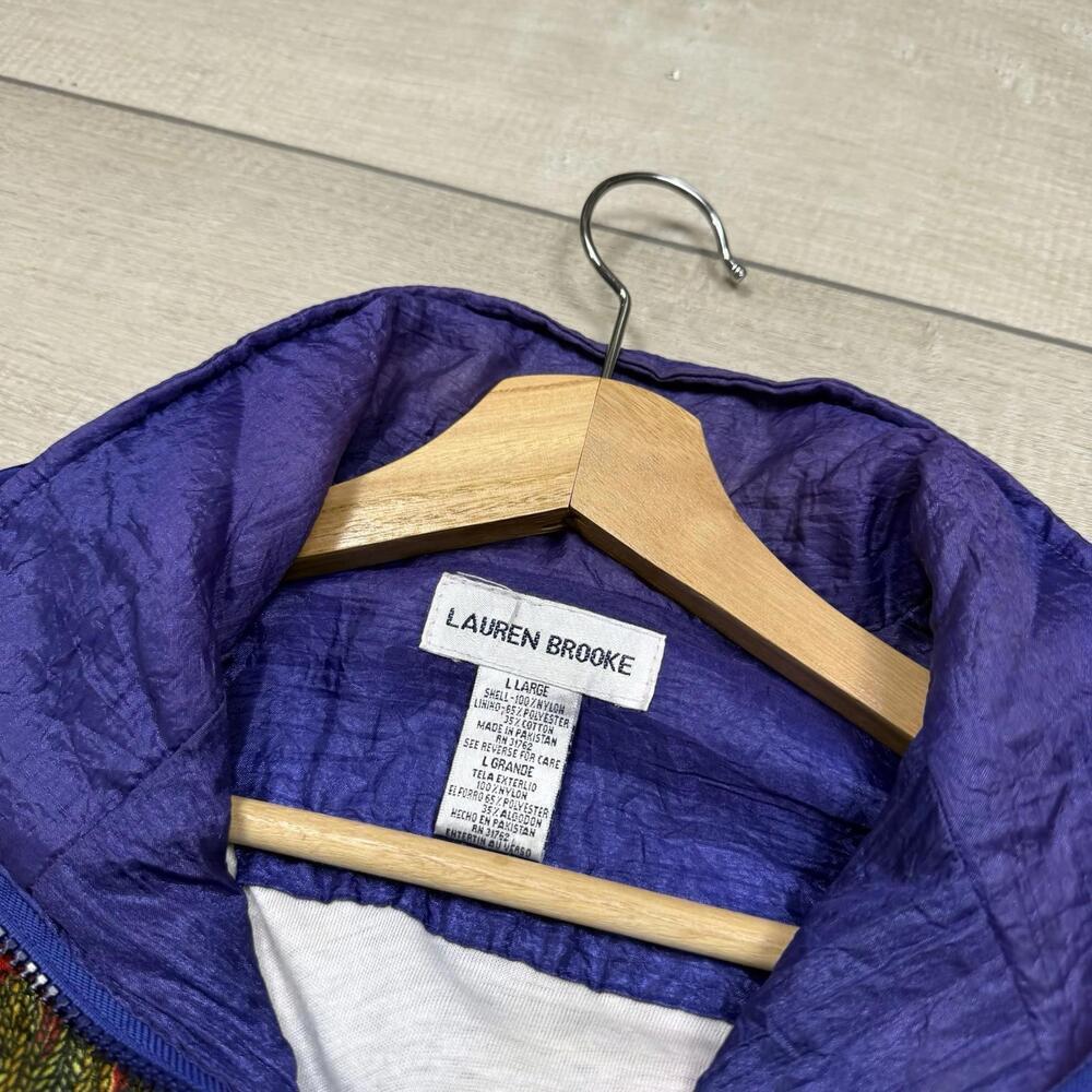 Vintage Lauren Brooke Windbreaker Jacket Sz L Baroque Patchwork Gold Chains 90s - Picture 4 of 8